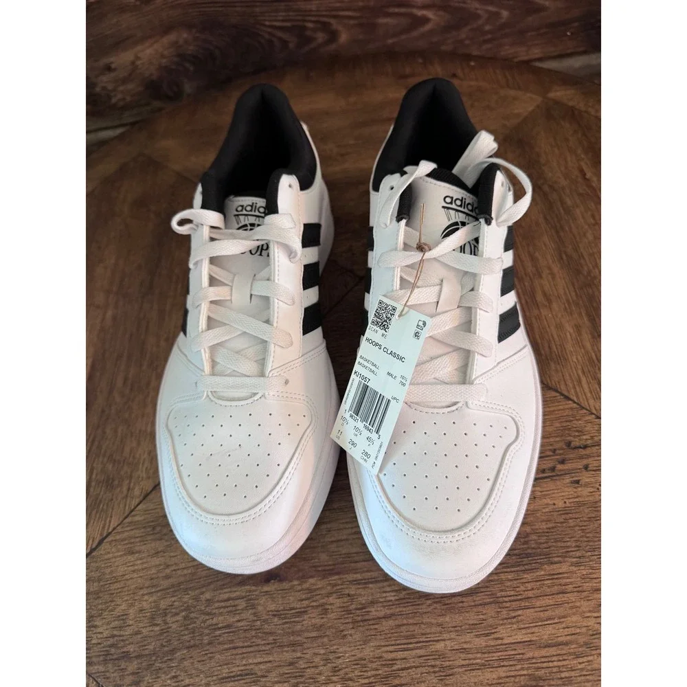 Adidas Hoops Classic Mens Basketball Sneakers White Black KI1057 Size 10.5